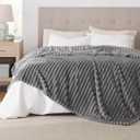 Bedsure GentleSoft Frost Gray Fleece Blanket for Couch - Cozy Soft Blankets for Women, Cute Small Throws for Girls, 108x90 Inches