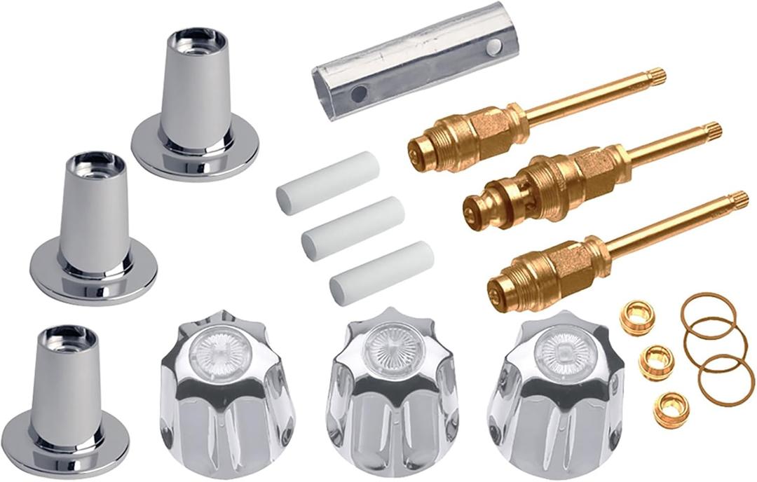 Danco Bathtub and Shower 3-Handle Remodel/Rebuild Trim Kit for Gerber Faucets | Knob Handle | 11B-1H/C and 11B-4D | Chrome (39615)