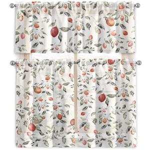 Farmhouse Floral Boho Kitchen Curtains 36 Inch Length Durable Flower, 3 Piece Set, Vibrant Colors Seasonal Kitchens Window Curtain Over Sink for Decor Blackout (54"W x 36"L (Pack of 1))
