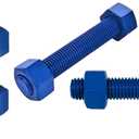 4 Inch Blue Teflon Coated Stud and Hex Nut, B7 Grade, 3/4"-10, All Thread, Sterling Seal & Supply (Pack of 12)