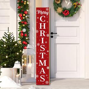 Christmas Wooden Porch Sign 47" Merry Christmas Snowflake Welcome Porch Signs for Front Door Xmas Vertical Standing Signs Wooden Hanging Sign Decor for Xmas Garden Home Front Door Yard Farmhouse Decor