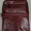 Hebetag Small Leather Sling Shoulder Bag Messenger Pack for Men Women Outdoor Travel Business