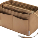 ZTUJO Purse Organizer Insert, Felt Bag Organizer with Metal Zipper, Handbag & Tote Shaper, For Speedy Neverfull Tote, 7 Sizes (Medium, Beige)