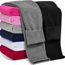 Girls Fleece Lined Leggings Cotton Kids Winter Warm Leggings Thick Thermal Tights Pants (3-4T, Black, Dark Gray)