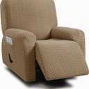 ULTICOR 4-Piece, 1 Seat Recliner Cover, Jacquared Stretch Reclining Chair Covers for 1 Cushion Reclining Sofa, Single Seat Recliner Couch Cover, Soft, Machine Washable (Style 2) (Sand, Recliner Cover)