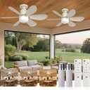 2 Pack Socket Fan Light with Remote - 20'' Small Ceiling Fans with Lights, 2200 Lumens Dimmable, 3 Colors 3000K-6500K, Easy Install Screw in E26 Base for Bedroom Living Room Kitchen Garage