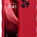 Magnetic for iPhone 16 Pro Case, [Full Camera Protection][Compatible with MagSafe] Cute Wave Frame Silicone Shockproof Protective Phone Case for iPhone 16 Pro 6.3", Red
