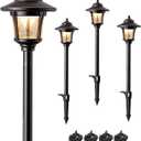 EDISHINE Low Voltage Landscape Lighting, 12V 3W 120LM 3000K Seed Glass Outdoor Landscape Path Lights with Connectors, ORB Waterproof Electric LED Pathway Light Wired for Walkway Garden Yard, 4 Pack