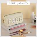 4 Pcs Preppy Makeup Bags Chenille Letter Stuff Bag Nylon Cosmetic Pouch Cases with Zipper for Women Travel Toiletry