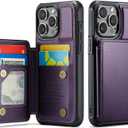 Vinich for iPhone 15 Pro Max Wallet Case with Card Holder, RFID Blocking Credit Slots Kickstand Shockproof Phone Cover for Women Men, Purple (for iPhone 15 Pro Max - 6.7")