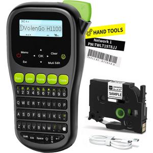 Label Maker Waterproof-Labels, Wire Cable Label Maker, Labeler Machine with Tapes Laminated, H1100 Handheld Labeling Maker with Backlit-LCD & One-Touch Key, Home Industrial Office Organization (Black)