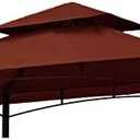 Grill Gazebo Replacement Canopy Roof – Hugline 5x8 Outdoor Grill Shelter Canopy Top Double Tiered BBQ Tent Cover Fit for Model L-GG001PST-F (Burgundy)
