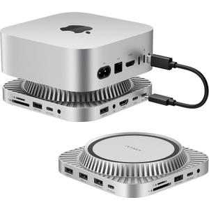 IVANKY 13-in-1 Mac mini M4 &M4 Pro (2024) Dock, 4K@144Hz HDMI,10Gbps USB | Dual Extended Displays Docking Station Stand for M5, with M.2 NVMe SSD Enclosure Hub, SD/TF, Audio Ports*2, 20W PD Adapter*1