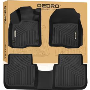 OEDRO Floor Mats Fits for Honda CR-V 2023 2024 2025(Include Hybrid), Custom Fit TPE All-Weather Floor Liners, Includes 1st and 2nd Row Full Set Liners, Black