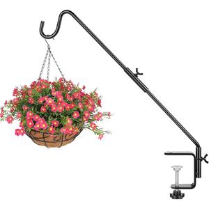 BOLITE Heavy Duty Deck Hook, 20 Inch Bird Feeder Hanger for Hummingbird Feeders, Planters, Lanterns, Wind Chimes, 360 Rotatable Arm, Black, Birthday Gifts for Women Men, Gifts for Mom Dad