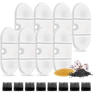 Cat Water Fountain Filters for Capsule 71oz/2.1L BPA-Free Cat Pet Fountain,Pack of 8 Replacement Filters with 8 Pre-Filter Sponges