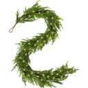 6ft Pre-lit Real Touch Norfolk Pine Prelit Christmas Garland, Winter Greenery Garland for Christmas, Holiday Seasonal Outdoor/Indoor Home Decor