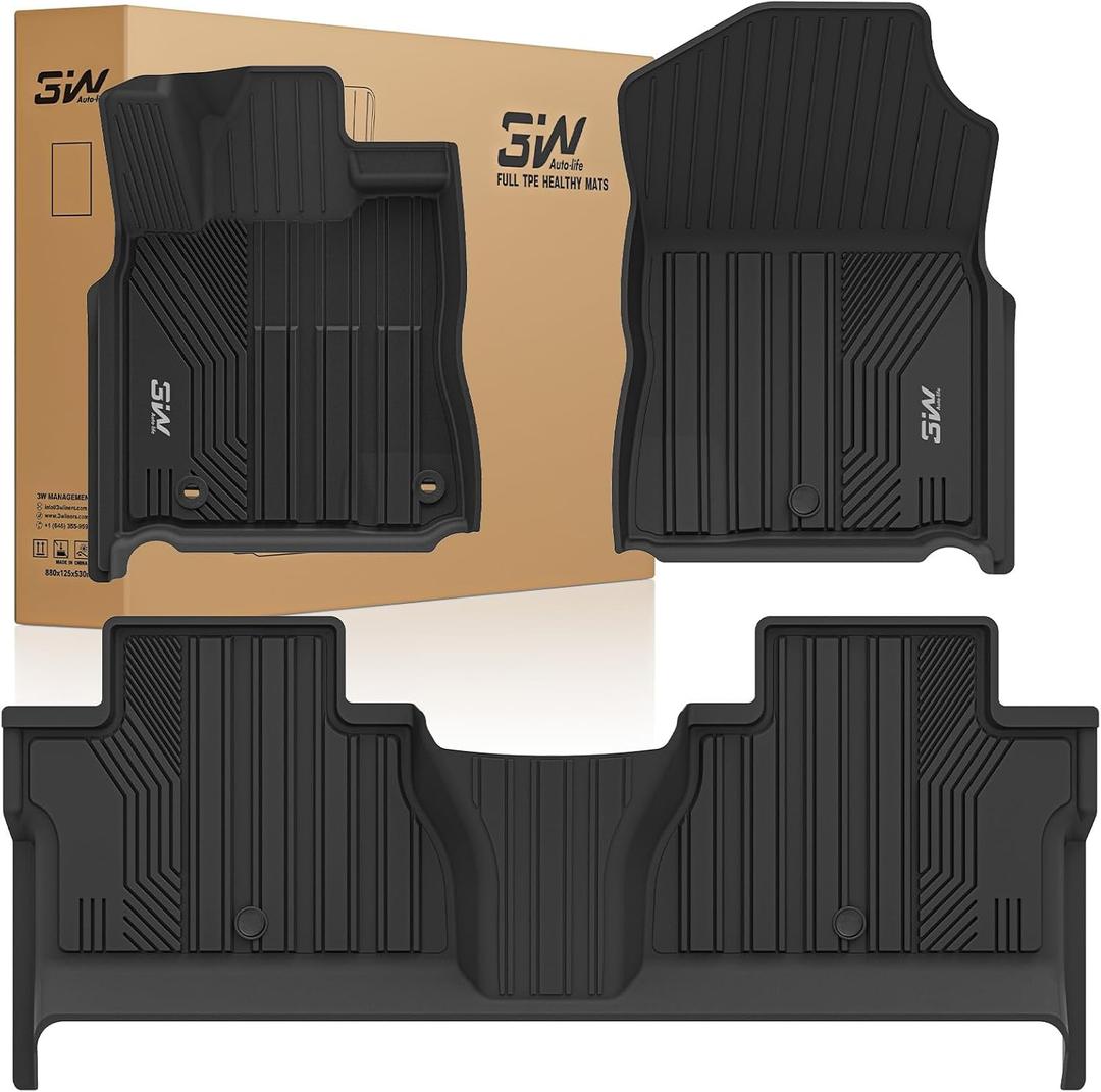 3W Floor Mats for Toyota Tundra 2014-2021 CrewMax Cab, TPE All Weather