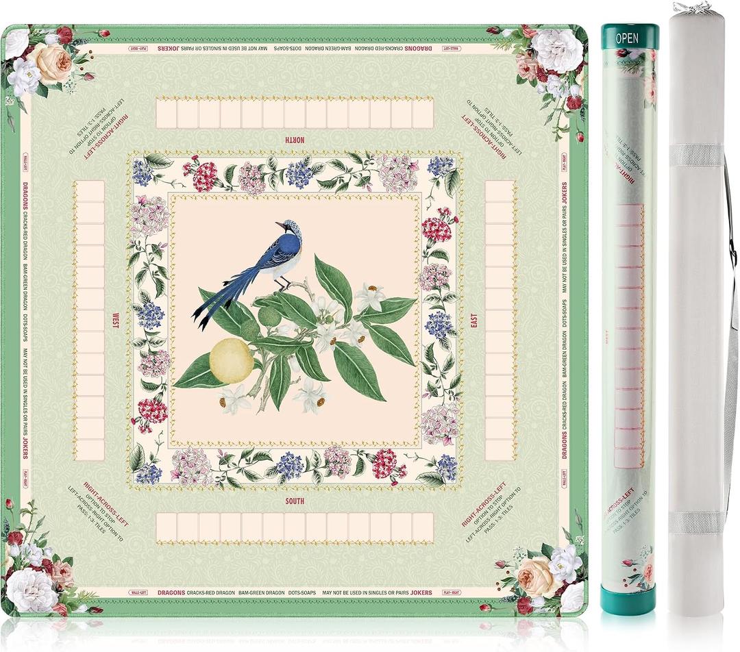 American Mahjong Mat, 33 x 33 in, 3mm Non-Slip, with Rules