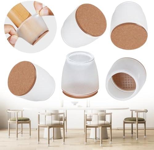 Pack of 3, MAYZOLOP Chair Leg Floor Protectors, 24 Pcs Silicone Felt Furniture Leg Pad for Protecting Floors from Scratches and Noise, Round Chair Feet Protectors (Large fit: 1.3''-1.8'')