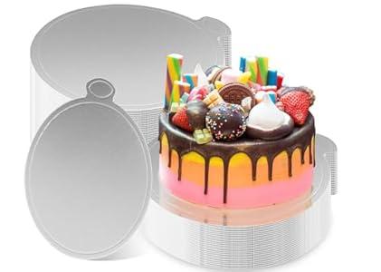 Zsccxq 50 Pcs 5 Inch Mini Cake Boards Round Mousse Cake Boards Disposable Cardboard Plate Round Coated Cakeboard for Kitchen Baking Caking Pizza Dessert Cupcake Tray (Silver)