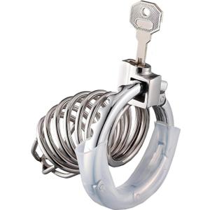 Metal Cock Cage Male Chastity Cage Adjustable with 7 Ring Sizes Stainless Steel Chastity Device with Hidden Lock for Man Penis Bondage Sex Toys Breathable Penis Cage with Hose (D)