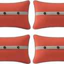 Outdoor Sunbrella Decorative Pillows with Triple Coconut Buttons Pack of 4, 20" x 12" Outdoor Pillow Set for Couch Bed Throw Patio Sofa, Canvas Melon/Cast Ash