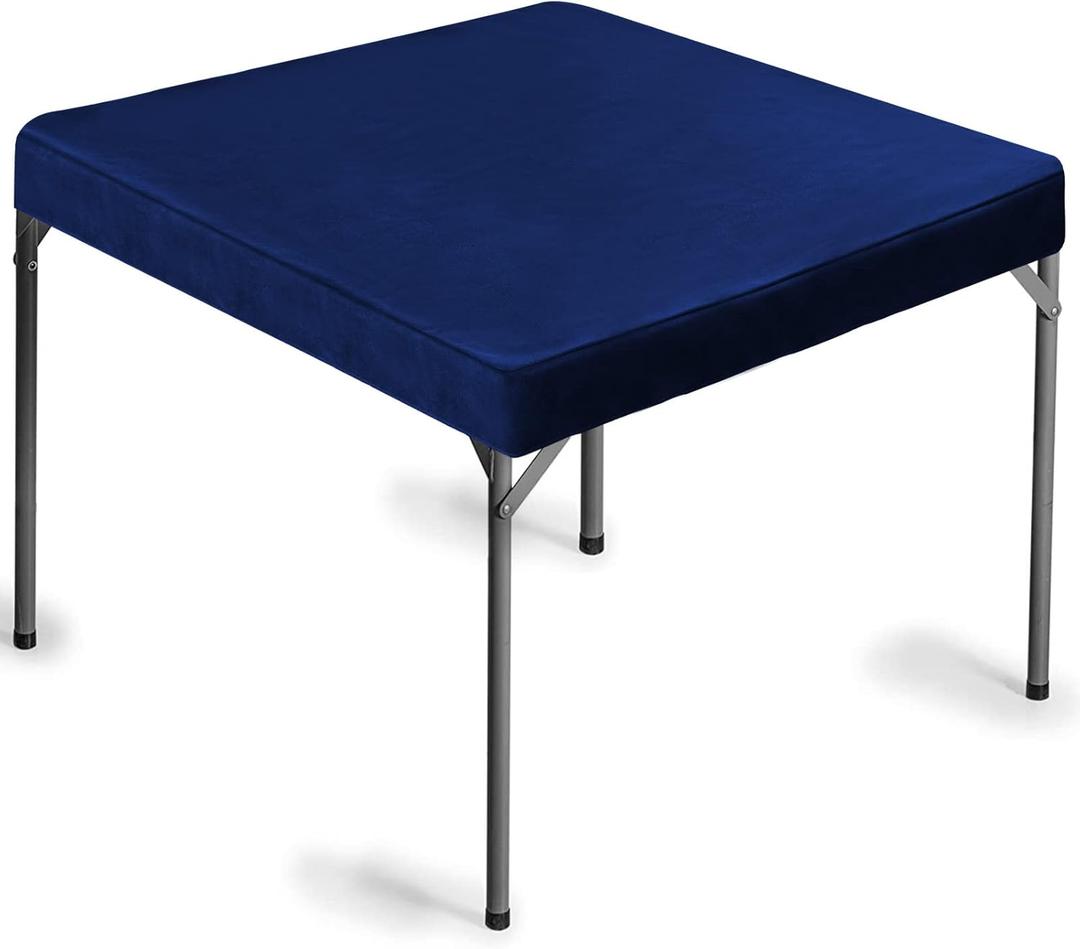 Frienda Game Table Cover Felt Game Tablecover Folding Tablecloth for Card Table for Playing Poker Cards Mahjong Jigsaw Puzzles Board Games, Table Not Included (Blue, 34 x 34 x 4 Inch)
