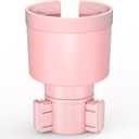 Seven Sparta Car Cup Holder Expander Organizer with Adjustable Base, Compatible with Hydro Flasks 32/40 Ounce, Compatible with Yeti Ramblers 20/26/30 Ounce, Other Bottles in 3.4"-3.8" (Pink)