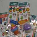 2 Set Squishy Purple Mushroom and Rainbow Cupcake Fidget toys, 7 Pack Fidget stickers