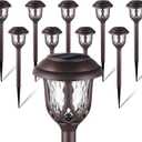 EXCMARK 10 Pack Solar Lights Outdoor Decorative Garden Yard Lights for Pathway Walkway Sidewalk Driveway. (Brown, Warm White)