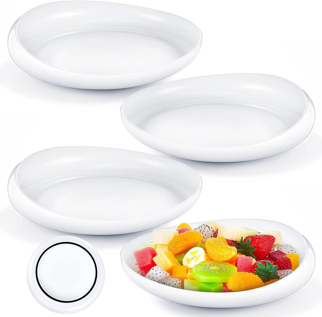 Hushee 4 Pcs Adaptive Scoop Plates 8 Inches Scooped Dish Suction Bowls with Silicone Anti-Slip Rubber Ring Eating Utensils for Elderly Disabled Handicapped from Parkinsons Dementia Stroke