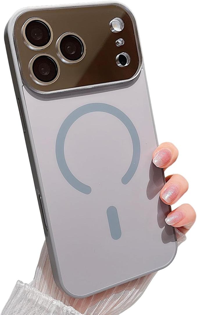 MINSCOSE Designed for iPhone 17 Pro Max Case [Full Camera Protection] [Compatible with Magsafe] Cute Translucent Matte Back Shockproof Protective Phone Cover for Women Girls-Gray