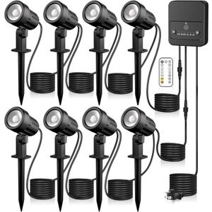 LED Landscape Lighting Kit Outdoor Landscape Lights with Remote Control Dimmable IP66 Waterproof 2700-6500K Spot Lights for Garden Lawn Patio Yard with US Plug 8 Pack