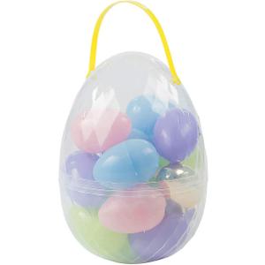 Large Easter Egg Container Filled with 17 Plastic Easter Eggs - Easter Supplies and Decor