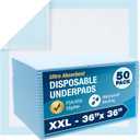 DMI Extra Large 36" x 36", 50 Count, Ultra Protective Incontinence Bed Pads for Women and Men, Elderly, Kids Bed Wetting, Absorbent Chucks, Furniture Protection, FSA/HSA