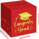 Graduation Card Box Red 9 Inches Class of 2026 Grad Cap Box Congrats Grad Foldable Cardboard Holder for High School College Graduation Party Decorations