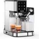 TENKER Espresso Machine, 20 Bar Cappuccino Machine with Automatic Milk Frother, 3-in-1 Coffee Machine, 1350W Dual Boiler Latte Maker, Touchscreen Espresso Coffee Maker, Stainless Steel (Bright)