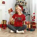 Merry Christmas Tshirts Women Funny Cute Snowflake Letter Print Graphic Print Tee Best Xmas Gifts Holiday Tops (Red, M)