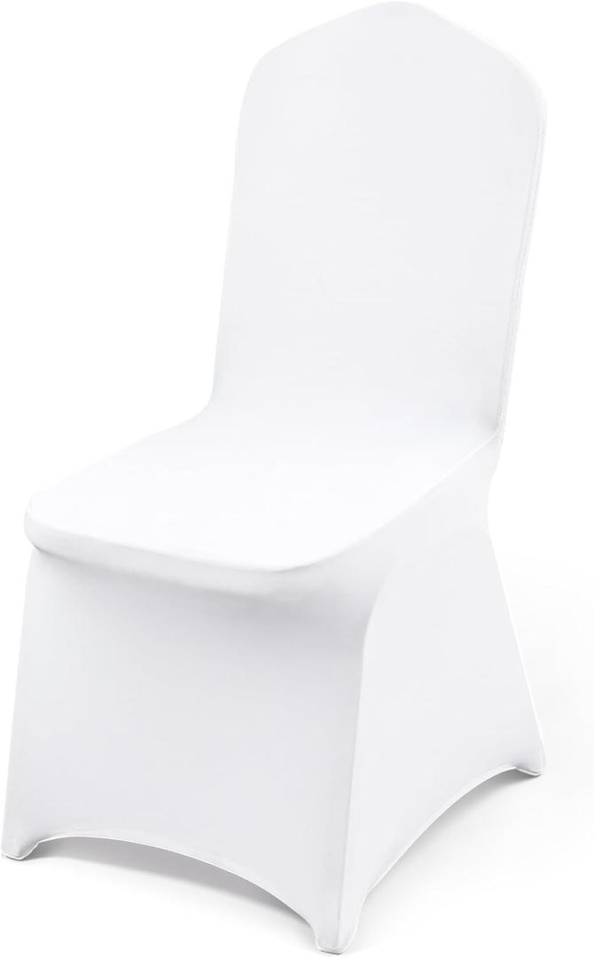 VEVOR Chair Covers, Polyester Spandex Chair Cover, Stretch Slipcovers for Wedding Party Dining Banquet Flat-Front Chair Covers (White-a, 53PCS)