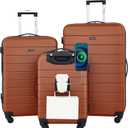 Wrangler Smart Spinner Hardside Luggage, 3 Piece Set, Burnt Orange, 
Flexible Size Options to Suit Every Trip: Choose from a 22" carry-on only, a 2-piece set with a 15" boarding tote, or a full 3-piece set (30"/26"/22")