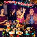 Tioncy 3 Pack Glow Party Table Covers Neon Round Tablecloths 84 84 Inch Disposable Plastic Paint Splatter Birthday Party Table Cloth for Glow in The Dark Black Light Supplies