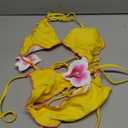 GORGLITTER Women's 3D Flower Floral Swimsuits High Cut Cheeky Triangle Halter Bikini Set (Medium, Yellow)
