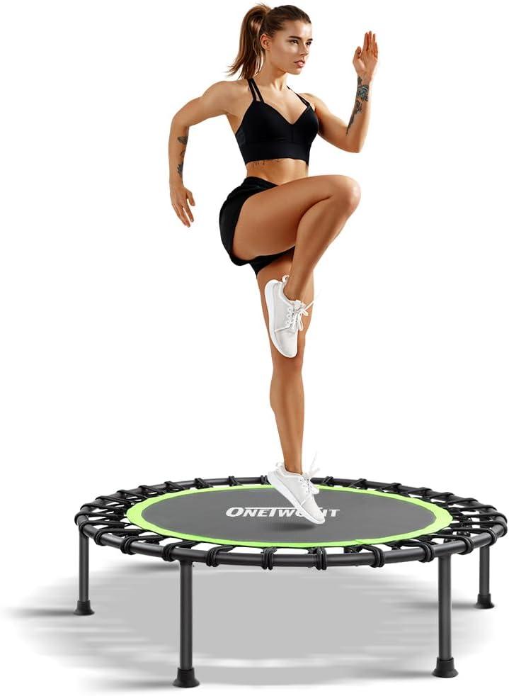 ONETWOFIT 45" Rebounder Trampoline for Adults, Silent Mini Trampoline Indoor Exercise Fitness Trampoline Bungee Rebounder Workout Max Load 330lbs