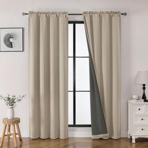 OWENIE Heidi Linen Curtains for Living Room 72 Inches Long 2 Panels Set, Light Filtering Window Curtains for Bedroom, Elegant Solid Rod Pocket Curtains & Drapes, 40" Wx72 L, Set of 2 