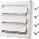 Funmit 4" Dryer Vent Cover for Exterior Wall Vent Hood Outlet Airflow Vent Dryer Air Vent with Screen Includes 4 Screw for Easy Installation (White)