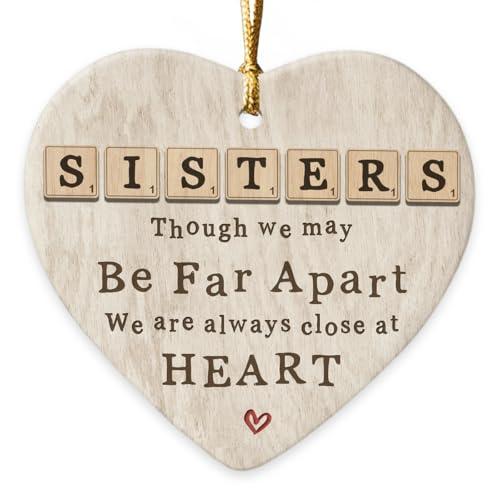 Sister Christmas Ornament 2025 - Xmas Gifts for Sisters Far Away on Birthday, Unique Bestie Soul Sister Gifts for Women, Cute Friendship Ornament for Christmas Tree Decorations