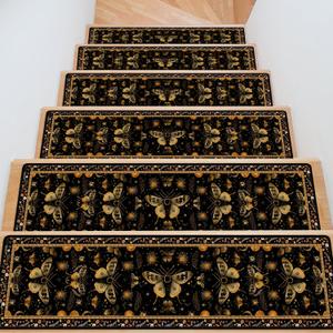 Stair Treads for Wooden Steps, 15 Pack Moth Stair Runners Covers Non Slip Indoor 8" X 30", Washable Carpet Rugs with Silicone Backing for Kids Elders and Dogs