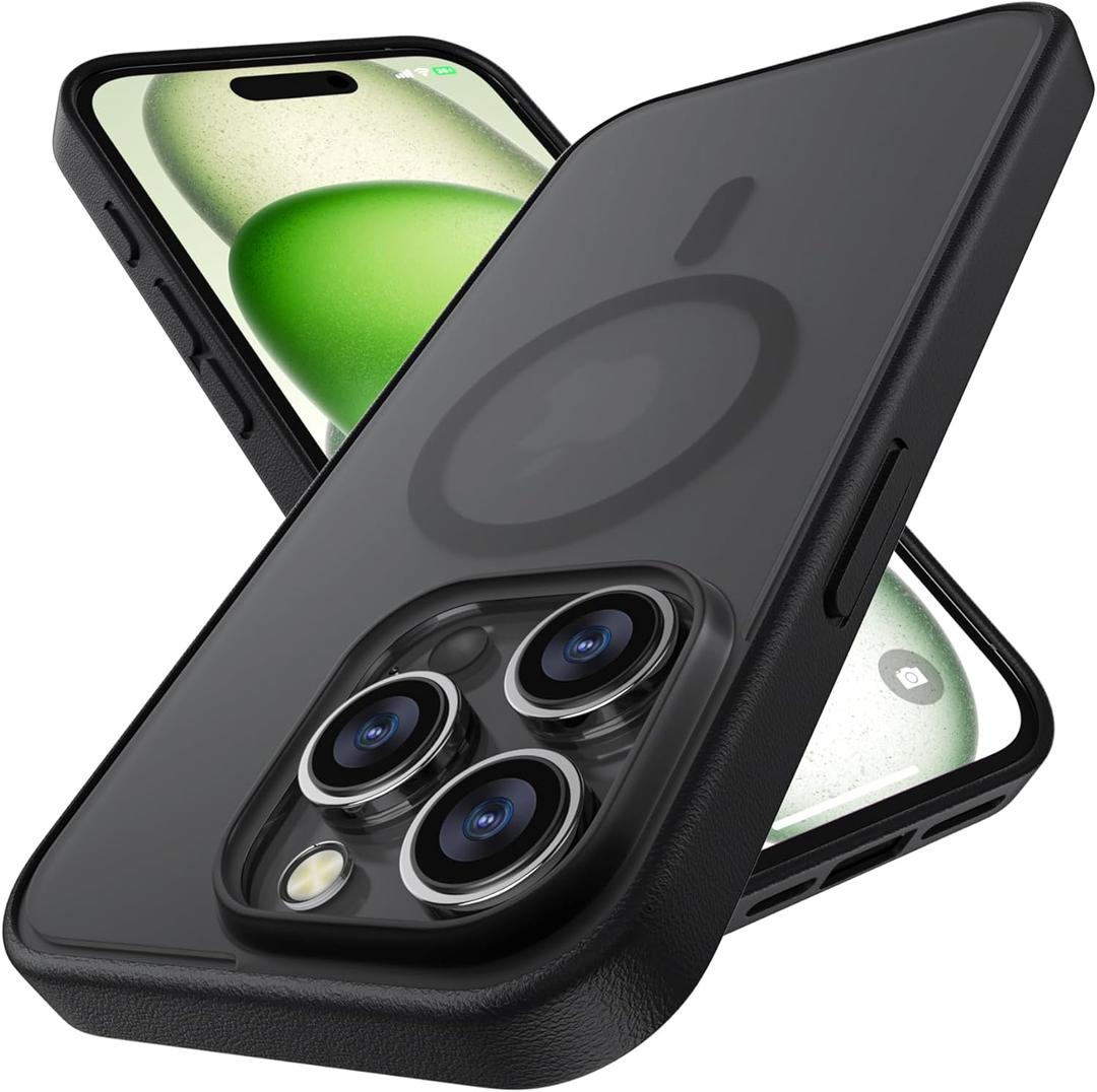 Gatita for iPhone 15 Pro Magsafe, Sturdy Matte Frosted Translucent Minimalist Phone Case with Slick Substantial Protective Plastic Cover for iPhone 15 Pro- Black Translucent