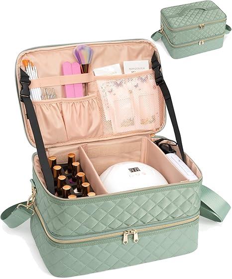 Ethereal Nail Polish Organizer Case, Holds 50+ Bottles (15ml/0.5 fl.oz) Nail Lamp, Gel Polish Travel Case Bag for Nail Suppiles, Gift for Manicurist, Girls